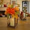 14" Battery-Operated LED Harvest Lantern with Mum Flower